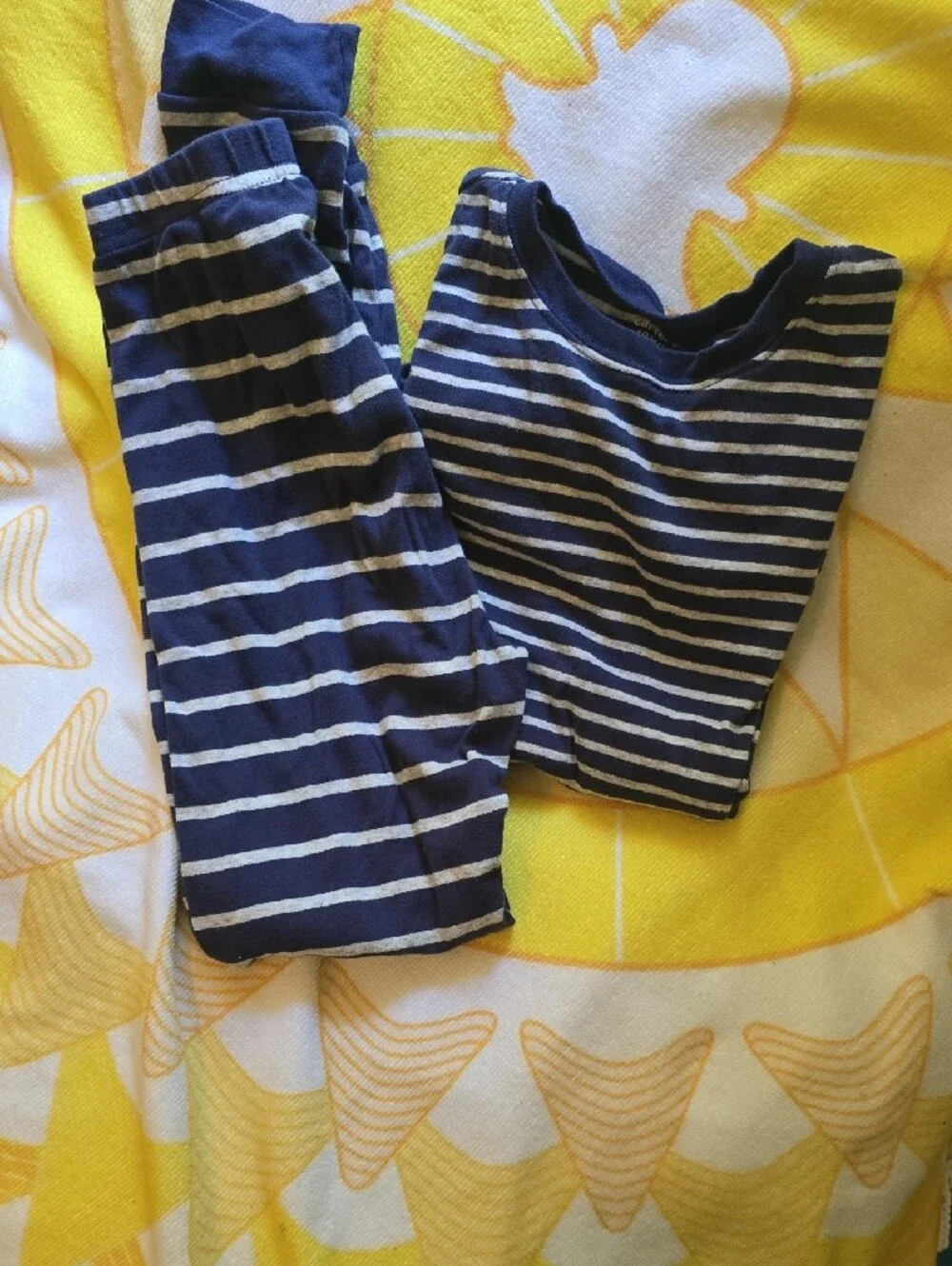 GUC- Carter's Navy and Gray  Striped Long-Sleeve Pajama Set, Size 10